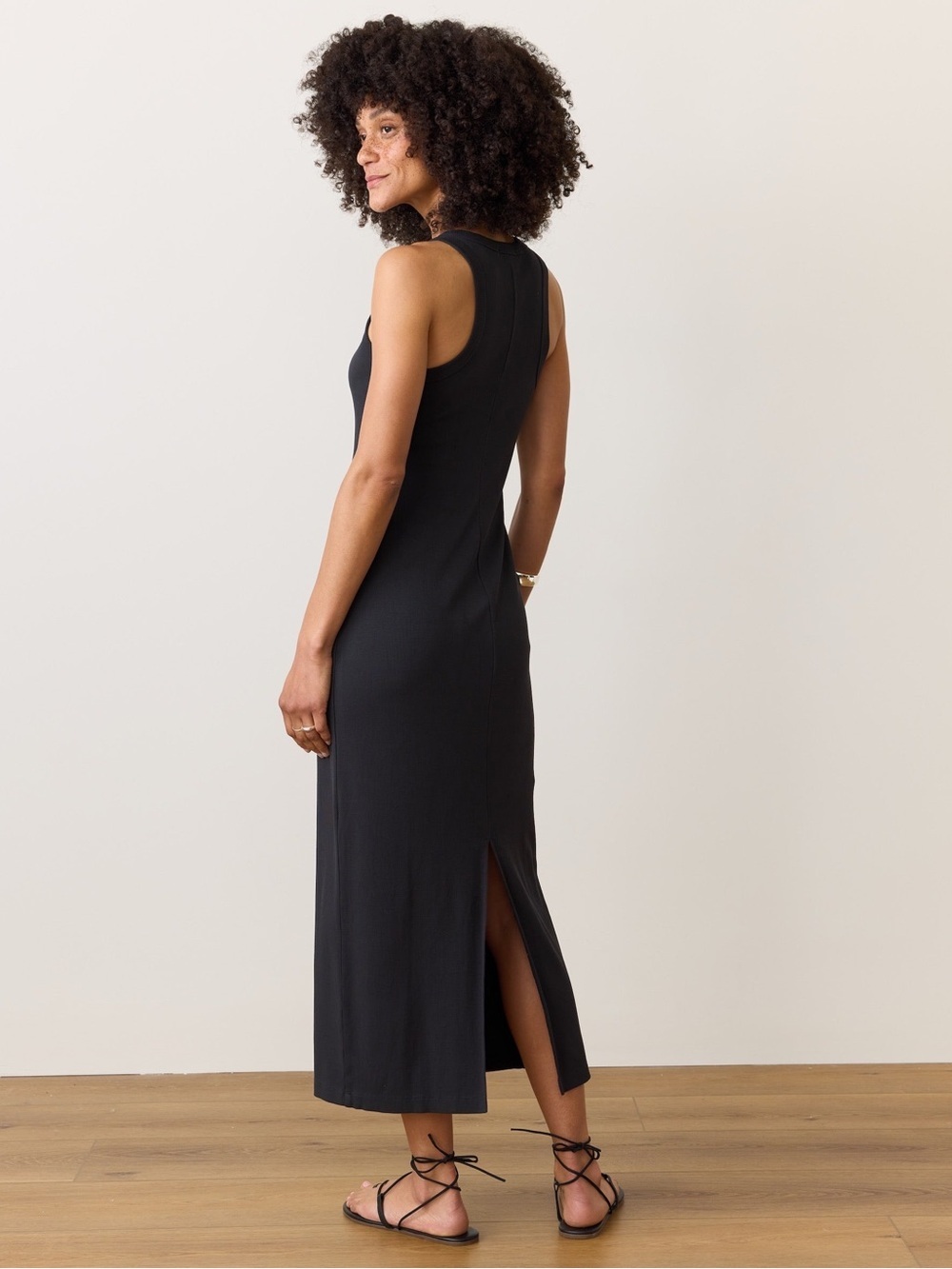 Marine Layer Lexi Rib Sundress Black Sleeveless Maxi Tee Dress Cotton Blend XS - Picture 2 of 7